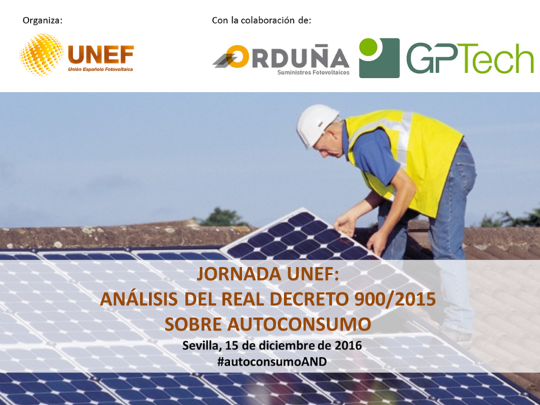 Jornada «Análisis del RD 900/2015 sobre autoconsumo»