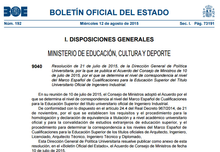 La UE no ha reconocido aún la correspondencia de los títulos universitarioas a los niveles EQF