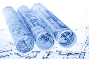 rolls of architecture blueprints & house plans